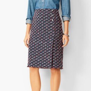 Talbots Navy Blue Red White Boucle Tweed Pencil Skirt Size 0P
